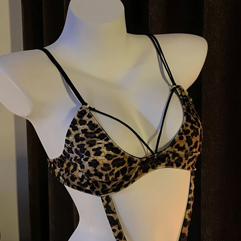 Leopardenmuster Body Lingerie Ausgeschnitten Neckholder Polyester Exotische Nachtwäsche Für Damen