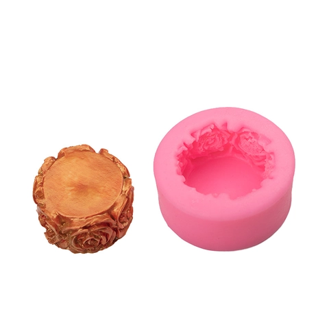 Rose Flower Relief Silicone Mold Cylindrical DIY Baking Tool For Fondant Cake Handmade Soap Chocolate