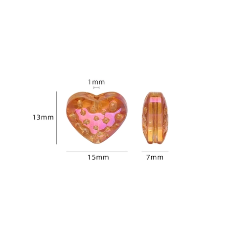 Perle Di Vetro A Forma Di Cuore AB Galvanizzate Texture Puntinata Per Creazione Di Gioielli DIY Collana Braccialetto