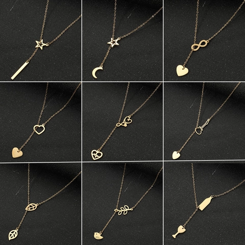 Collana In Acciaio Inossidabile Geometrica Per Donna Stile Coreano Vintage Ciondolo Cuore Stella Infinito Croce Gioielli