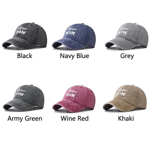 Casquette De Baseball En Coton Lavé Broderie Soccer Mom Ajustable Vintage Chapeau De Soleil Extérieur Femmes