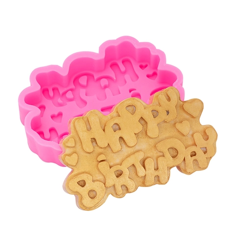 Happy Birthday Letter Silicone Mold Heart Shape For Cake Decorating Chocolate Soap Candle Plaster Resin DIY Fondant