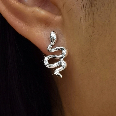 Orecchini a Serpente in Argento Sterling 925 Moda Micro Intarsio in Zirconia Orecchini a Bottone a Forma di Animale per Donna Gioielli di Fascia Alta