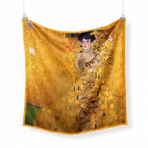 Vintage Künstlerisch Ölgemälde Druck Satin Quadratisches Halstuch Goldton Dekoratives Halstuch Elegantes Glattes Satin Tuch Für Damen