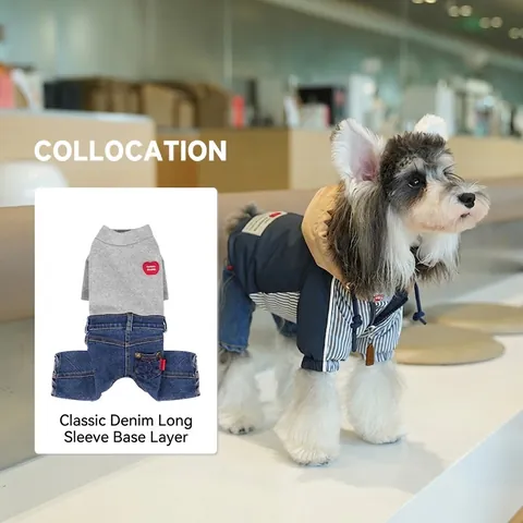 Hundeweste Mit Kapuze Winddichte Wasserdichte Wattierte Jacke Mit Leinen-D-Ring Kontraststreifen Für Kleine Hunde