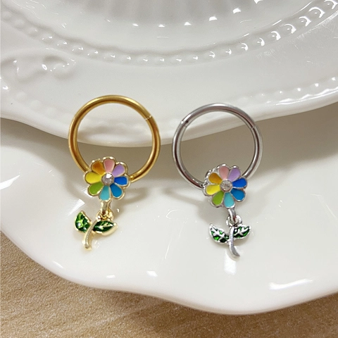 Elegant Butterfly Flower Nipple Rings Stainless Steel Enamel Rhinestone Body Piercing Jewelry For Women Fashion Niche