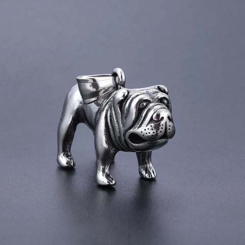 Franse Bulldog Hanger Roestvrij Staal Vintage Zilver Dierenvorm Hip Hop Street Style Sieraden Voor Heren Dames
