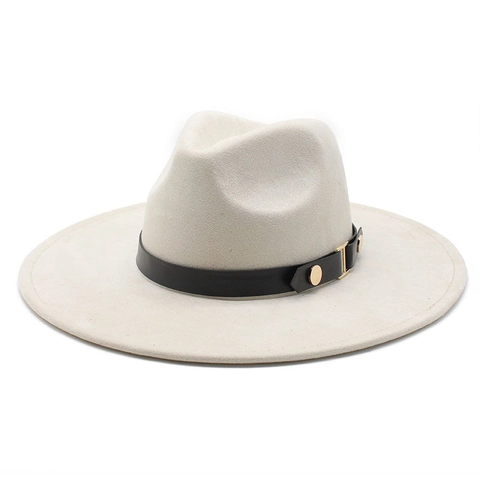 Retro Fedora Hoed Met Brede Rand Polyester Vilt Met Leren Riem Gouden Gesp Klinknagels Britse Stijl Unisex