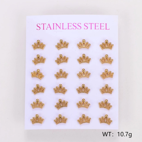 304 Stainless Steel Stud Earrings 18K Gold Plated Heart Crown Leaf Moon Rabbit Shapes Cute Elegant Jewelry For Women