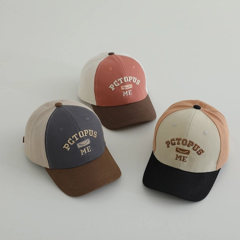 Cappellino Da Baseball Bambini Cotone Blocchi Di Colore Ricamo Lettere Regolabile Retro Cappello Sole Ragazzi Ragazze