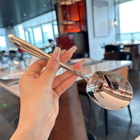 Opscheplepel Roestvrij Staal Groot Lang Handvat Spiegelgepolijst Buffet Servies Openbare Lepel Hotel Restaurant Thuis