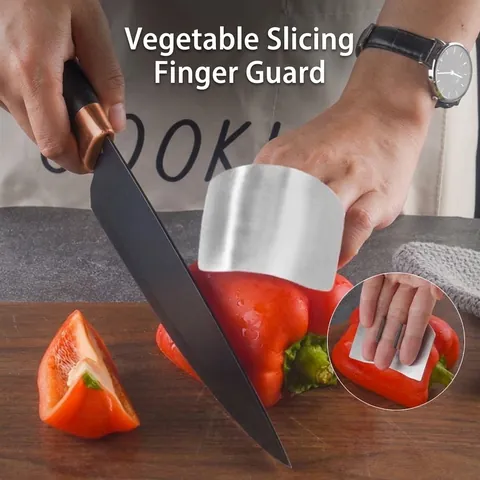 304 Stainless Steel Finger Guard For Cutting Vegetable Slicing Anti-Cut Finger Protector Kitchen Tools Adjustable Safety Accessory