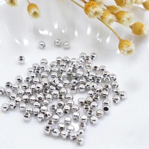 DIY Jewelry Making Accessories Copper Spacer Beads Gold Silver Rose Gold Plated Round Loose Beads For Handmade Bracelet Necklace Supplies
