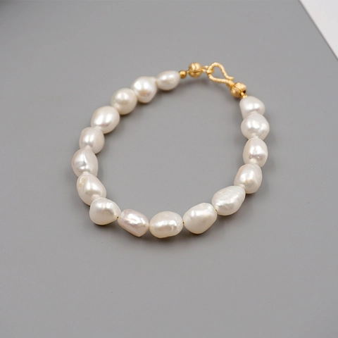 Baroque Freshwater Pearl Bracelet Necklace Copper Clasp Irregular Pearl Elegant Vintage Minimalist Jewelry For Women