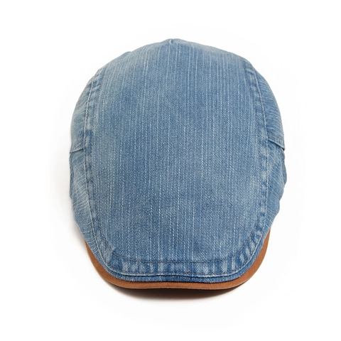 Vintage Gewassen Denim Flat Cap Casual Retro Ivy Hat Met Suede Patchwork Verstelbare Metalen Gesp Voor Dames En Heren