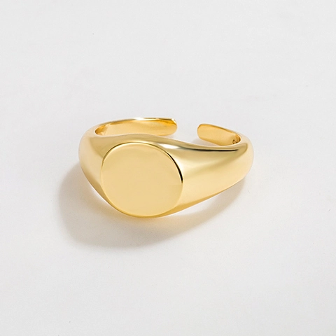 925 Sterling Silber Ring Verstellbar Rundes Siegelring Minimalistisch Geometrisch Polierte Oberfläche Schmuck Für Damen