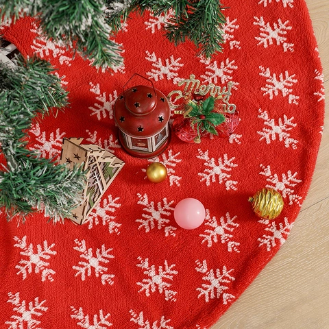 Gonna Per Albero Di Natale Rosso Bianco Fiocco Di Neve Peluche Tondo Decorazione Festiva Tappeto Base