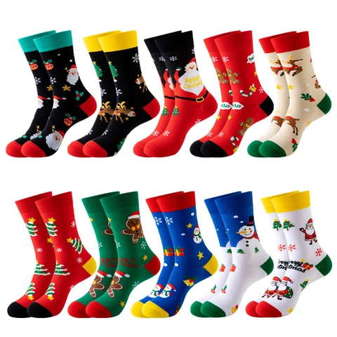 Weihnachts Socken Baumwollmischung Weich Atmungsaktiv Wadenhoch Crew Socken Für Weihnachtsfeier Urlaub Cartoon Santa Rentier Neuheit