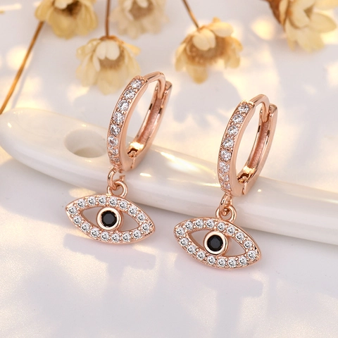 Orecchini A Cerchio Malocchio Rame AAA Zircone Pendenti Moda Bohémien Gioielli Portafortuna Per Donne Ragazze