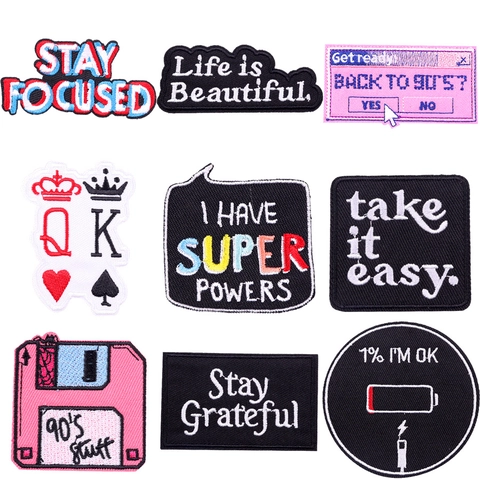 Parches Bordados Retro De Los 90 Slogan Vintage Termoadhesivos Costura Apliques Para Ropa Bolsos Chaquetas DIY Decorativo