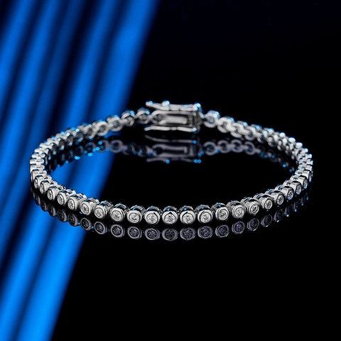 925 Sterling Silver Moissanite Zirconia Tennis Bracelet For Women Minimalist Round Stone Inlaid Luxury Fashion Jewelry Hand Chain