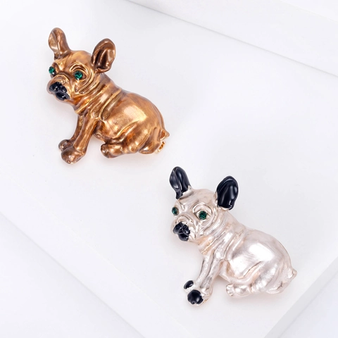 French Bulldog Enamel Brooch Alloy Dog Pin Rhinestone Animal Jewelry For Dog Lovers Cute Accessory Animal Shape