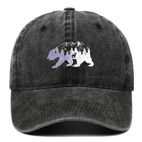 Vintage Gewaschene Baumwolle Baseballkappe Wald Bär Stickerei Outdoor Distressed Verstellbarer Sonnenhut Für Herren Damen Casual Sportmütze