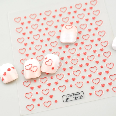 Adesivi Per Nail Art In Rilievo 5D Motivi A Cuore Goffrati Autoadesivi Impermeabili Decorazioni Per Manicure Per Donne