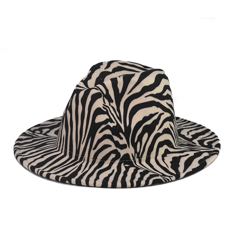 Wide Brim Fedora Hat Cotton Polyester Felt Animal Zebra Leopard Print Trendy Retro Jazz Hat For Men Women