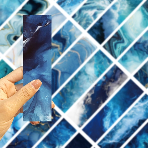 Segnalibri in Carta Minimalisti Serie Oceano Blu Modello Fluido Marmo Artistico Segnapagina per Scrapbooking Fai da Te