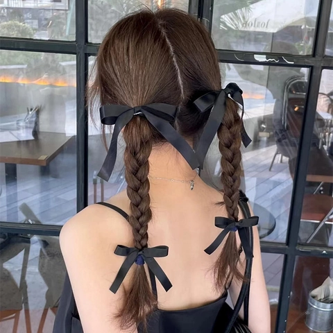 Satin Ribbon Bow Hair Clip French Style Long Streamer Duckbill Clip Elegant Sweet Hairpin Accessories For Women Girls