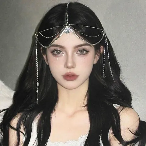 Rhinestone Forehead Chain Tassel Hair Jewelry Crystal Vintage Bohemian Bridal Headpiece For Women Party Accessory