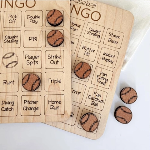 Sports Wooden Bingo Game Board Desktop Toy Laser Engraved Wood Sports Theme Party Favors Educational Game For Kids Adults