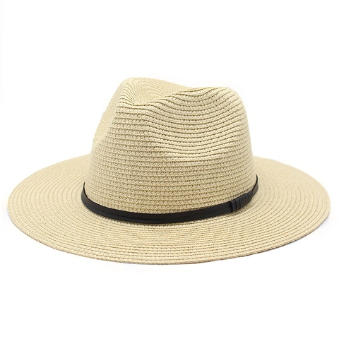 Cappello Di Paglia Fedora Traspirante Panama Jazz Da Sole Con Nastro Nero Per Vacanze Al Mare Classico Unisex