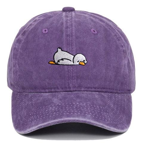 Washed Cotton Baseball Cap Cartoon Duck Embroidery Adjustable Vintage Breathable Sun Protection Outdoor Dad Hat Women