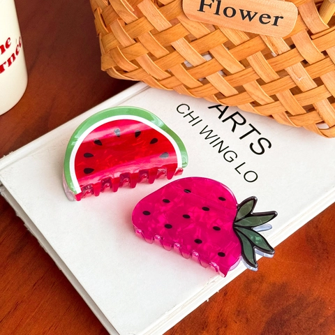 Fruit Vegetable Shape Hair Claw Clips Acrylic Acetate Nonslip Shark Hair Accessory Korean Style For Women Girls