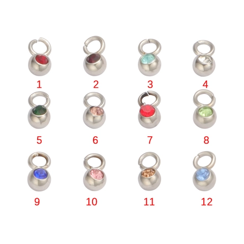 Geboortesteen Bedeltjes 304 Roestvrij Staal Ronde Kristal Hangers Voor DIY Sieraden Maken Kleurrijk Gepolijst