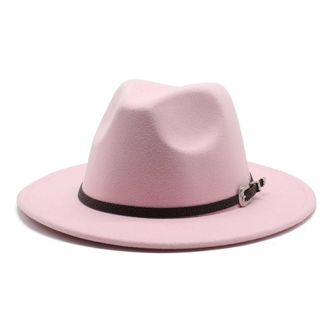 Wide Brim Fedora Hat Wool Felt Vintage British Style Jazz Cap With Leather Belt Buckle For Men Women Elegant Winter