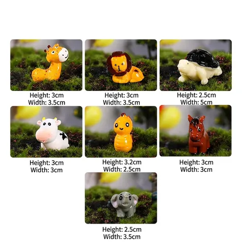 Figurines Animalières Miniatures En Résine Dessin Animé Lion Éléphant Vache Pour Jardin Féerique Micro Paysage Décoration De Bureau