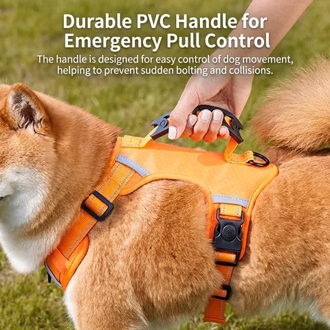 Dog Harness And Leash Reflective Adjustable No Pull Breathable Mesh Padded Handle Vest For Small Medium Large Dogs
