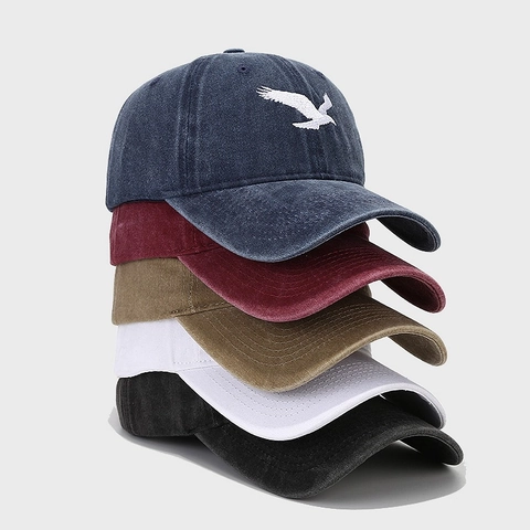Berretto da Baseball in Cotone Lavato Vintage per Uomo Donna Ricamo Aquila Regolabile Protezione Solare Cappello Casual Fashion