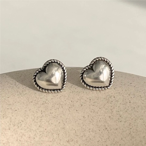 Herz Ohrstecker 925 Sterlingsilber Mit Gedrehtem Seilrand Vintage Minimalistischer Schmuck Geschenk Für Frauen
