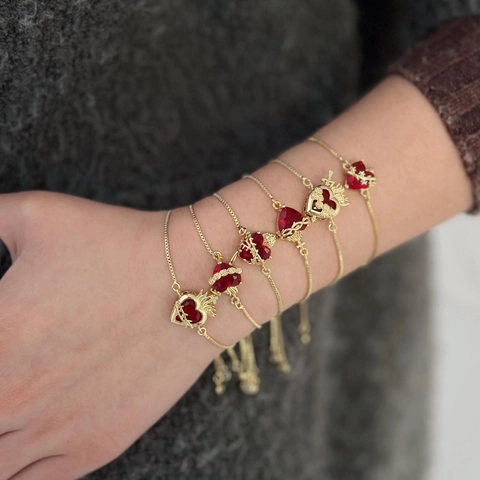 Micro-Pave Zirconia Rood Hart Armband Voor Vrouwen 2025 Nieuw Niche Ontwerp Verstelbaar Temperament Lichte Luxe Ketting Armband