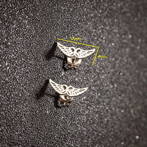 Punk Stainless Steel Stud Earrings For Women Retro Medical Caduceus Heart Guitar Angel Wings Hollowed Out Jewelry Gift