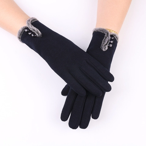 Guanti Invernali Donna Foderati In Pile Caldi Touchscreen Maglia Bottoni Bordo In Pelliccia Sintetica Spessi Esterno Morbido Elegante