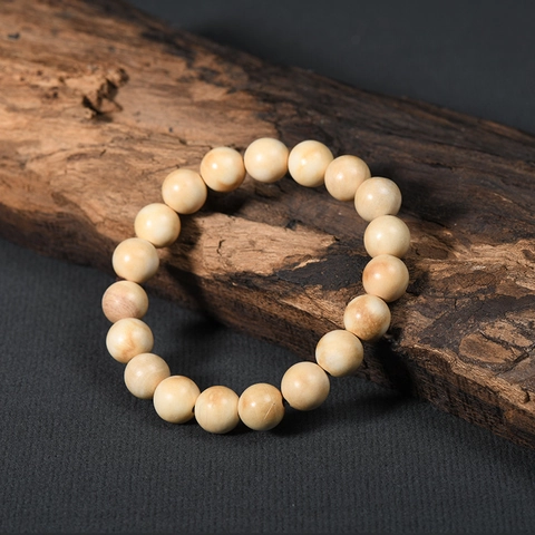 Natural Wood Beaded Bracelet Buddhist Prayer Beads Round Zen Style Handmade Jewelry For Men Women
