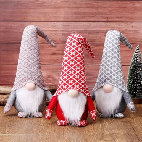 Weihnachtsgnom Plüschpuppe Gestrickte Gesichtslose Tomte Dekoration Weißer Bart Langer Hut Nordischer Stil Weihnachtsdeko