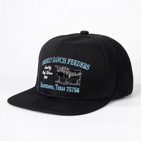 Vintage Baseball Cap Embroidered Ranch Theme Flat Brim Snapback Adjustable Polyester Sun Hat For Men Women