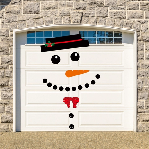 Christmas Snowman Face Garage Door Stickers PVC Waterproof DIY Holiday Party Wall Window Decor Novelty Style