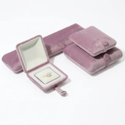 Fluwelen Sieraden Organizer Etui Met Drukknoopsluiting Voor Ring Oorbel Ketting Armband Hanger Cadeauverpakking Draagbaar
